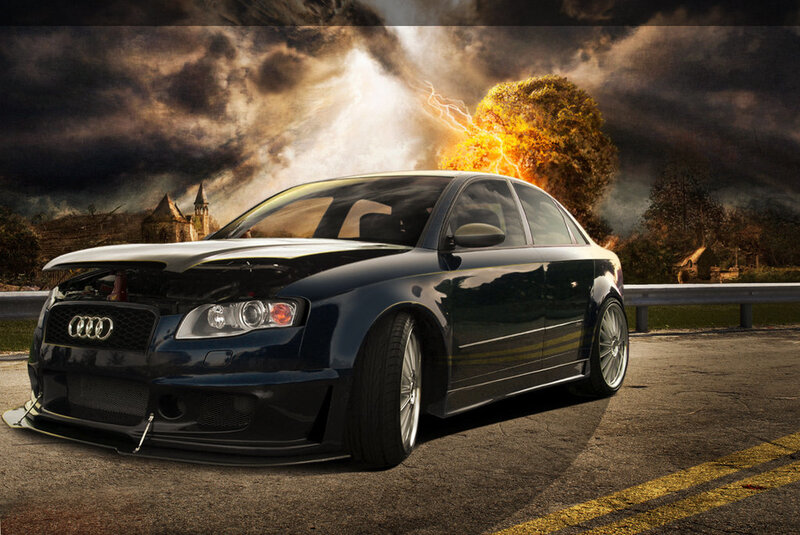 Audi car with stormy background