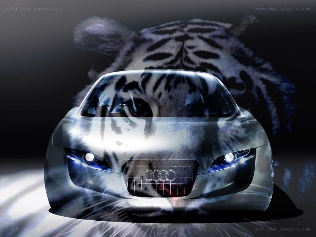 Audi car with tiger overlay