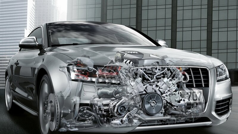 Audi car with transparent engine