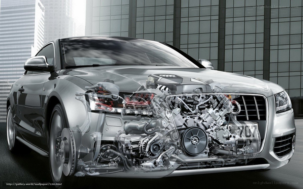 Audi car with transparent engine