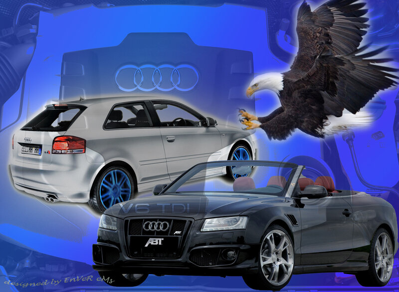 Audi cars and eagle collage
