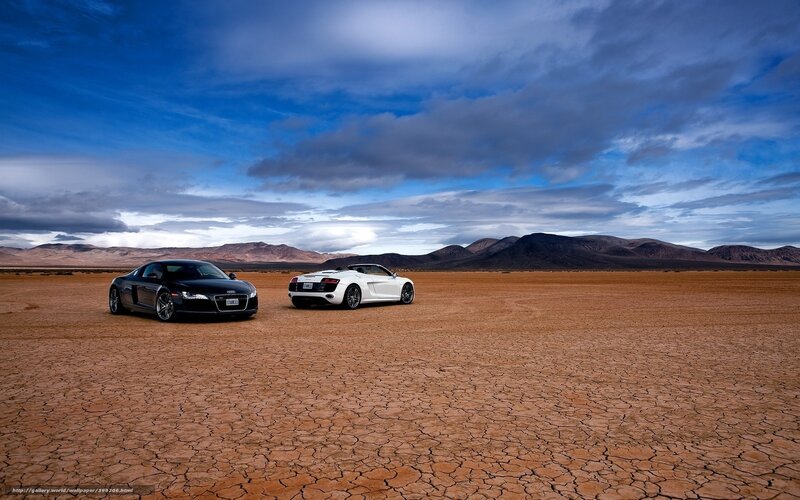 Audi cars in desert landscape