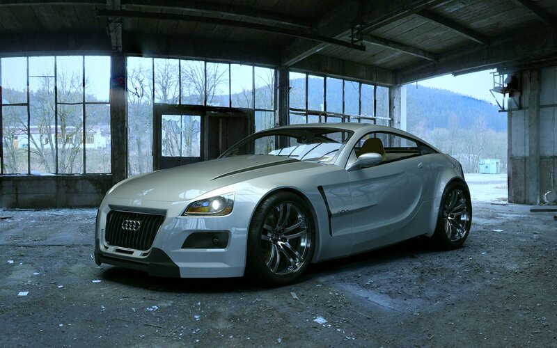 Audi concept car in an abandoned warehouse