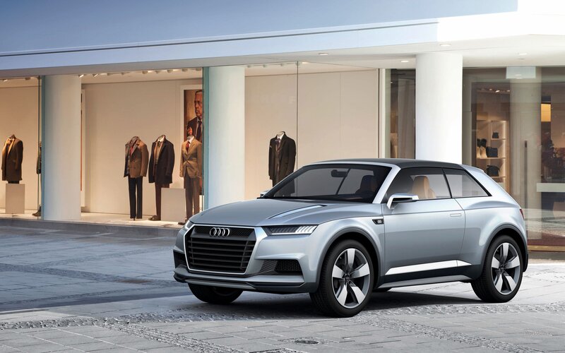 Audi concept car in front of store
