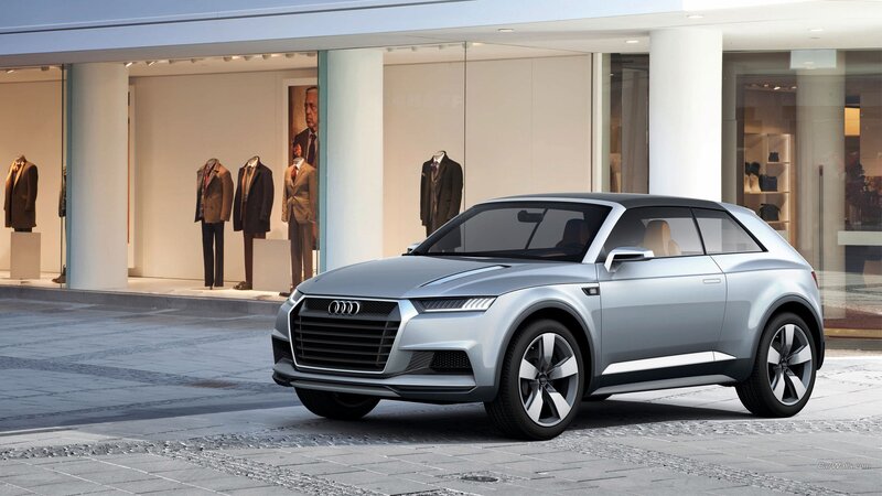 Audi concept car in front of store