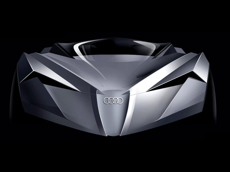 Audi Concept Car — Silver, Dramatic, 3d Render