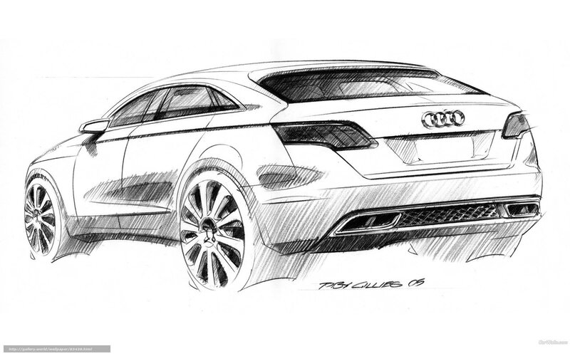 Audi Concept Car Sketch — Black, Technical
