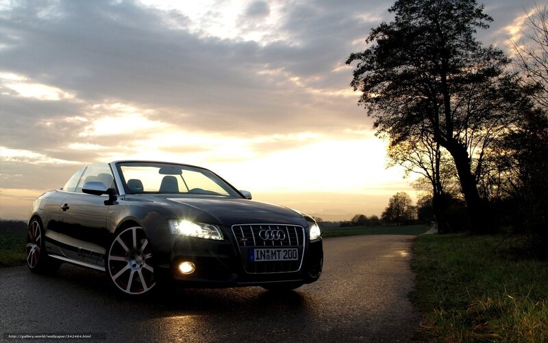 Audi convertible at sunset
