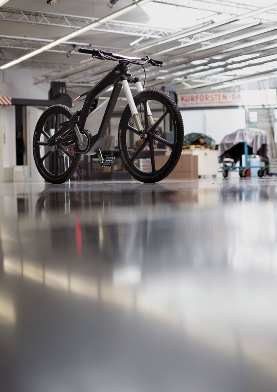 Audi electric bicycle in a workshop