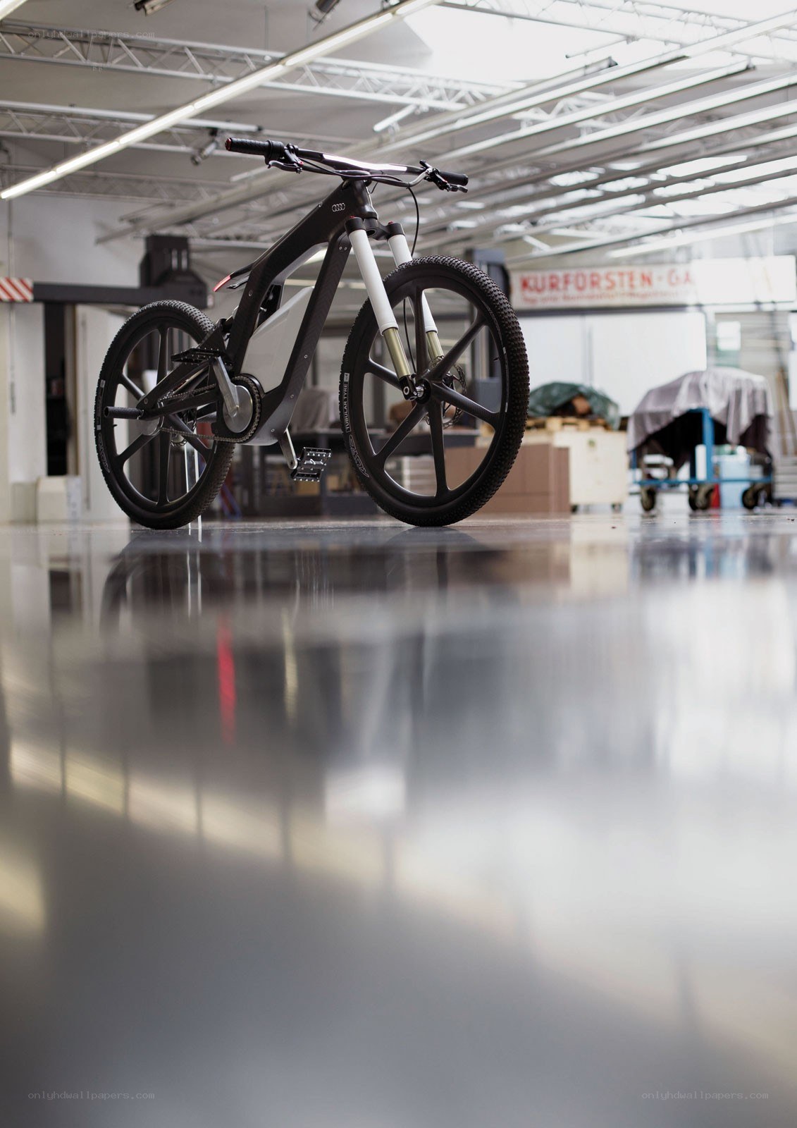 Audi electric bicycle in a workshop