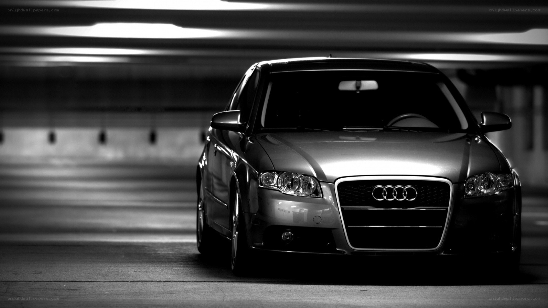 Audi in a parking garage