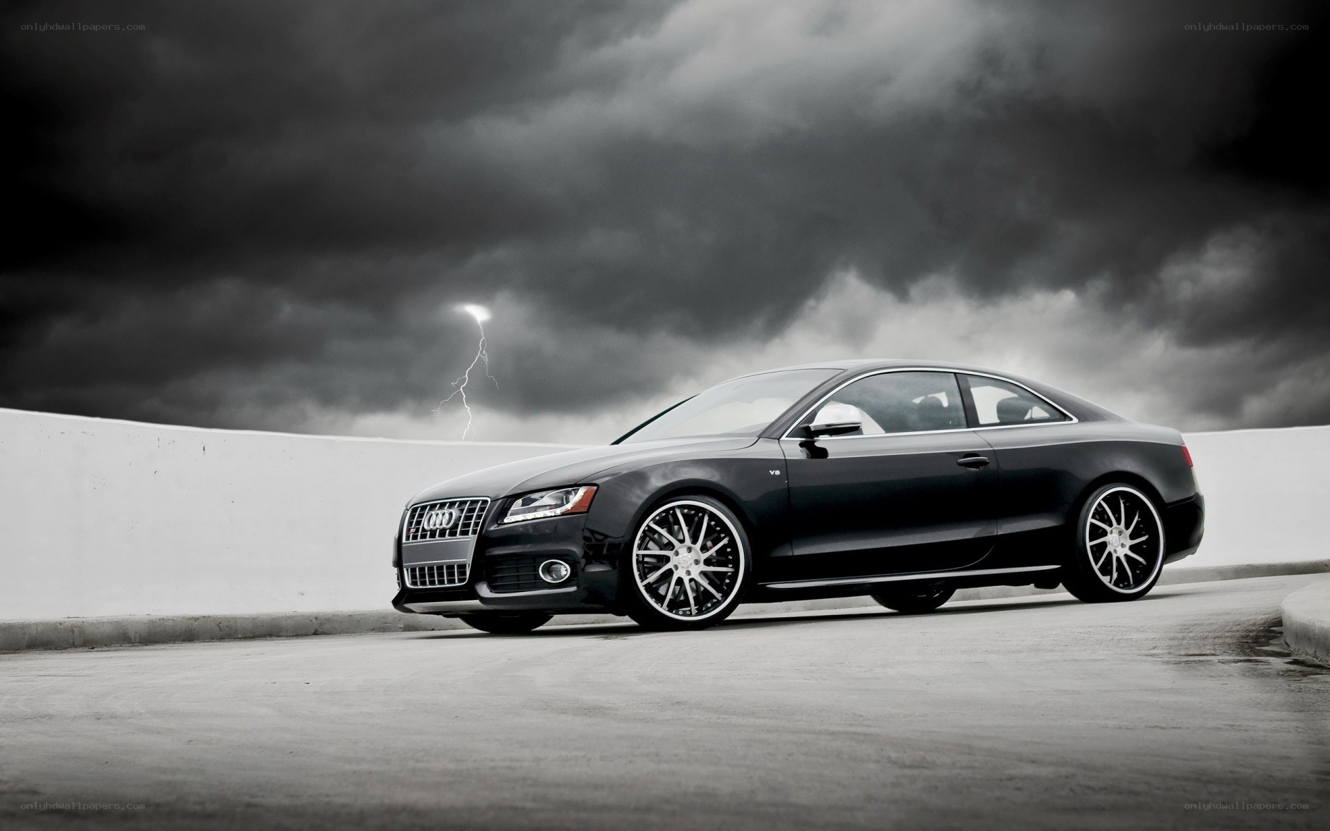 Audi in stormy weather
