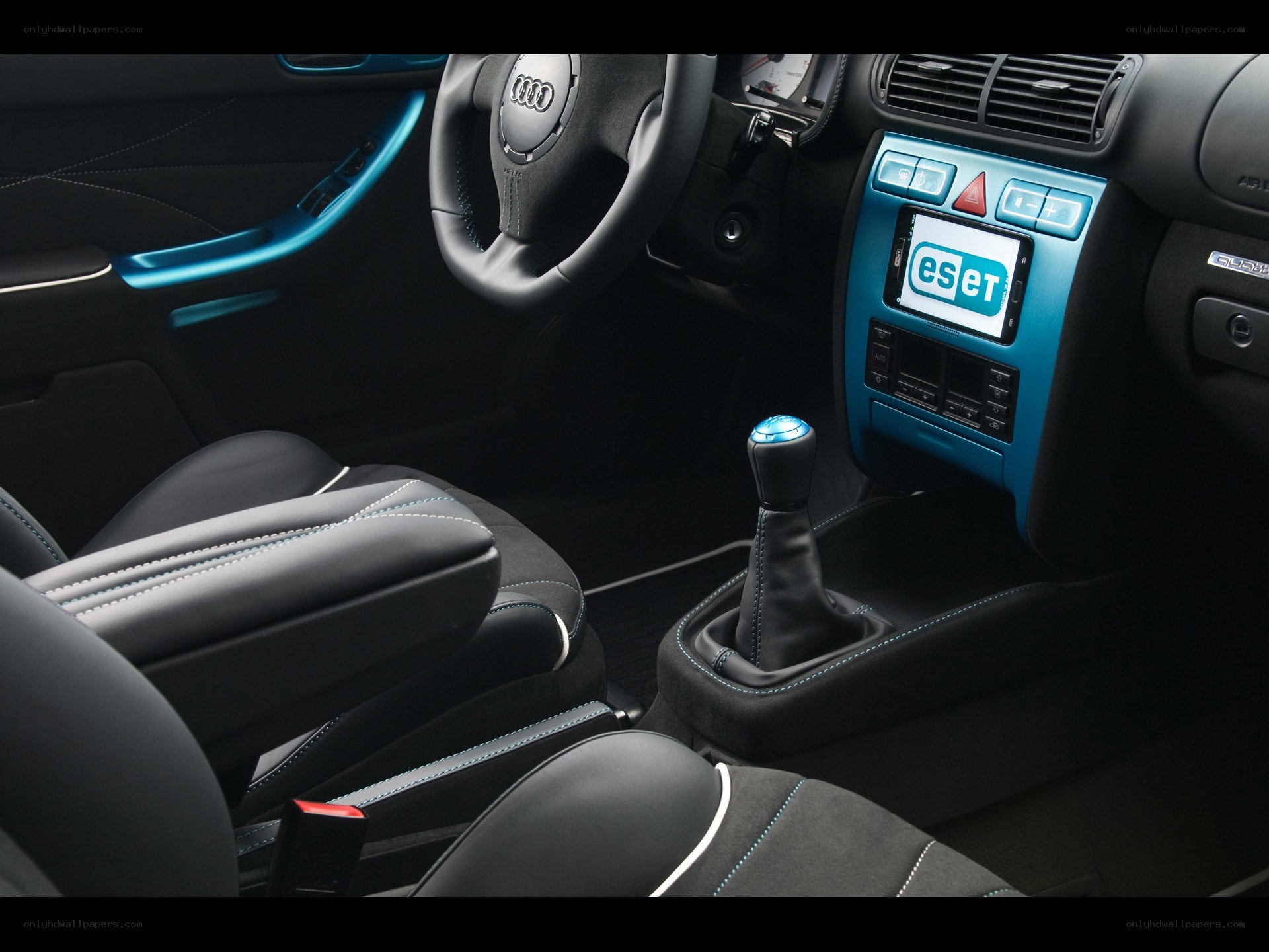 Audi interior with blue accents