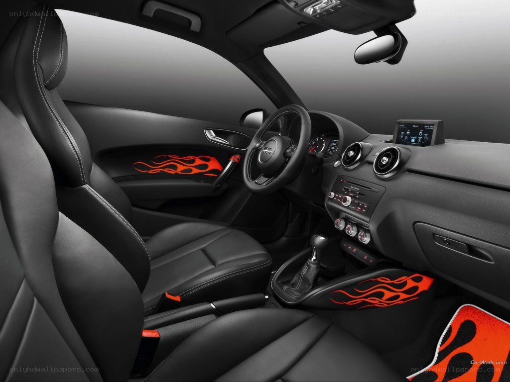 Audi interior with flame decals