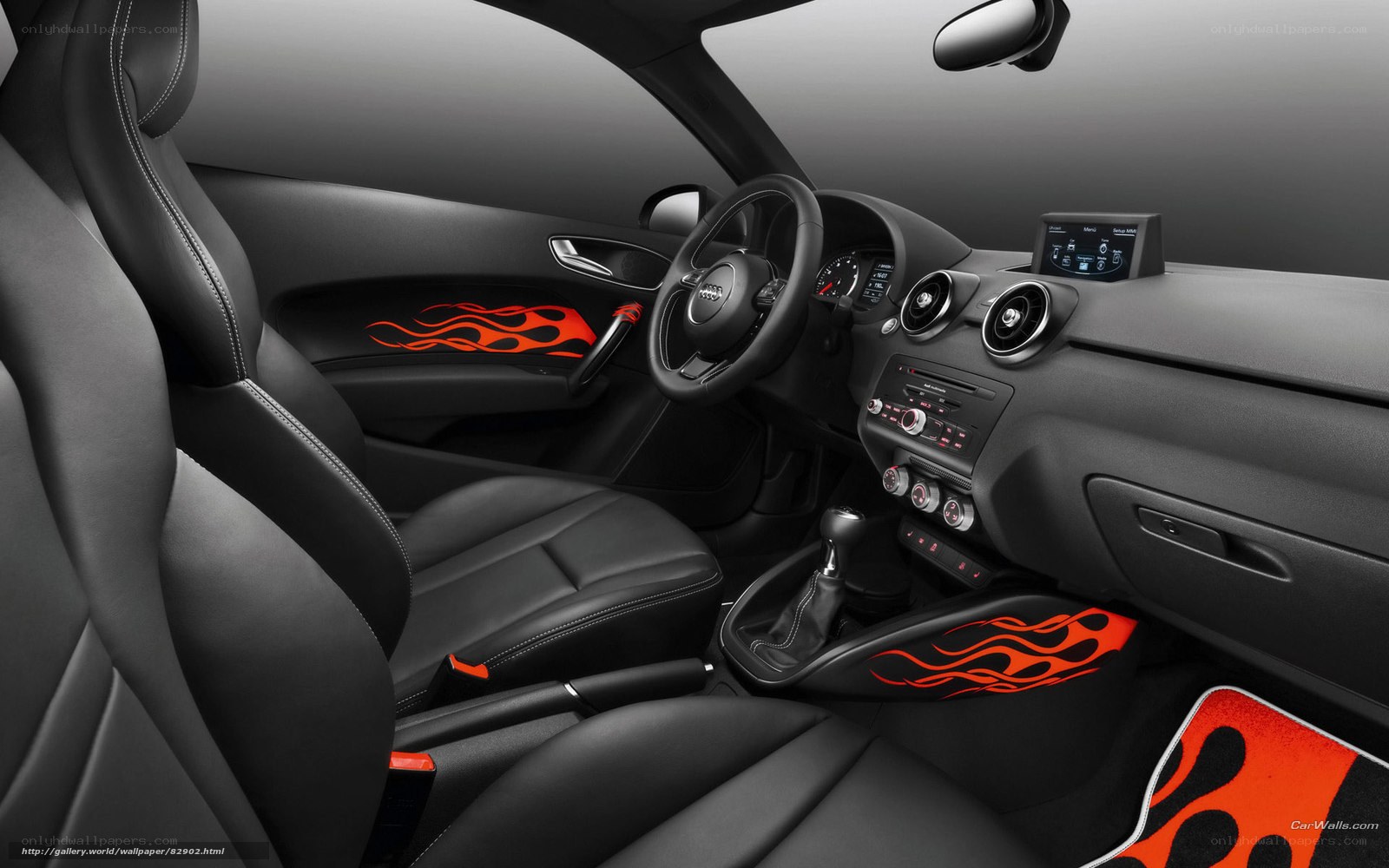 Audi interior with flame decals