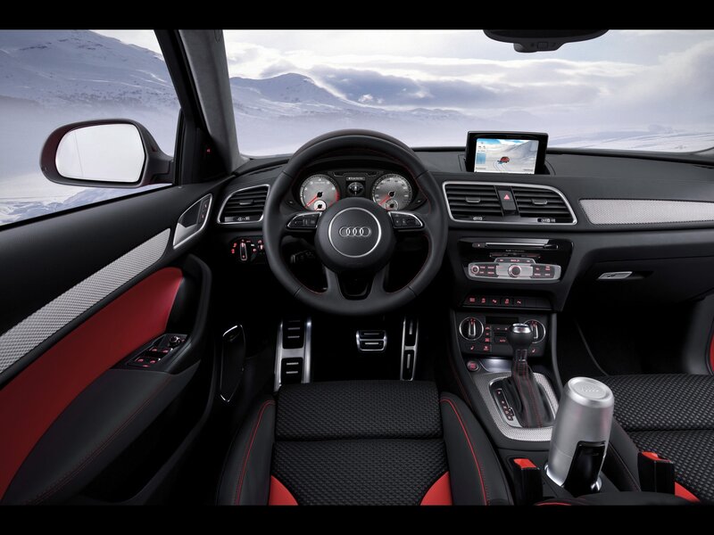 Audi interior with mountain view