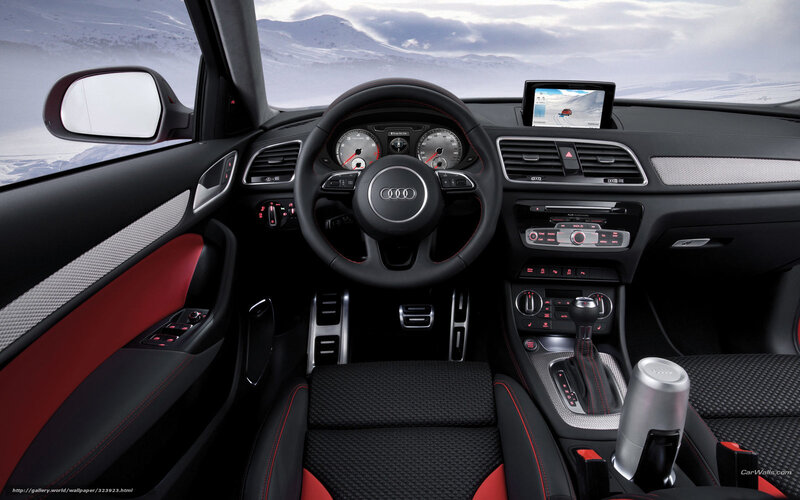 Audi interior with mountain view
