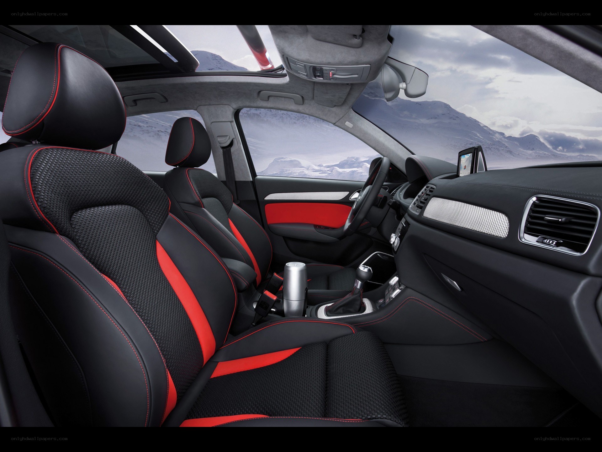 Audi interior with red accents