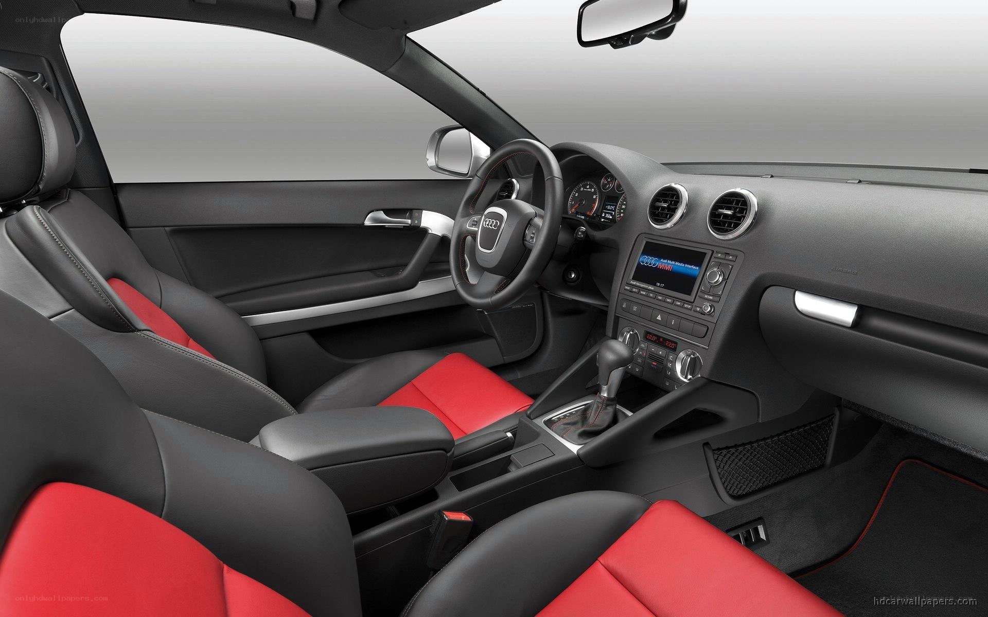 Audi interior with red accents