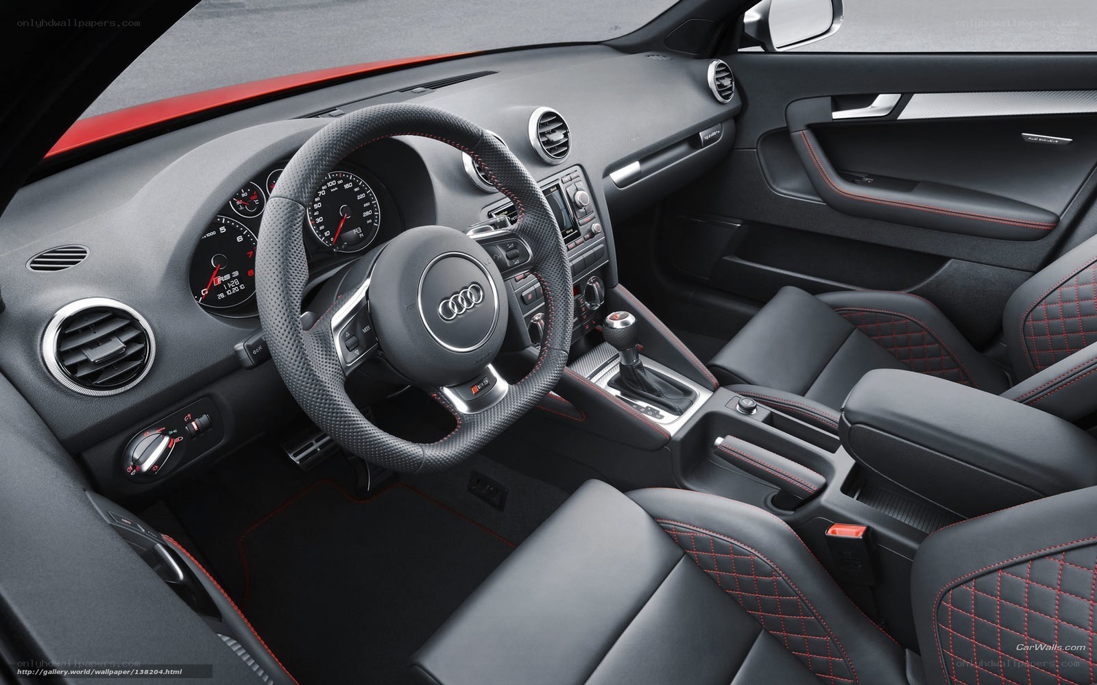 Audi interior with red accents