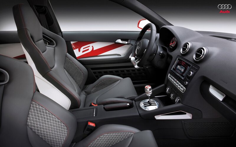 Audi interior with V8 branding