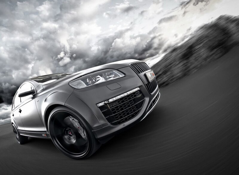 Audi Q7 in motion on a road