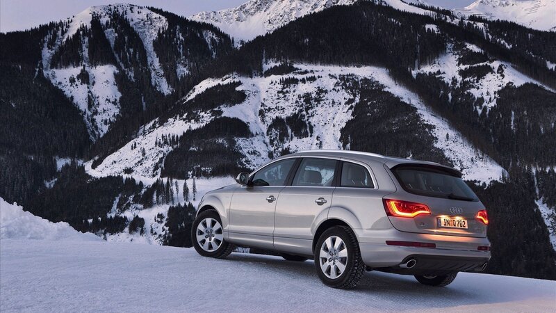 Audi Q7 in snowy mountains