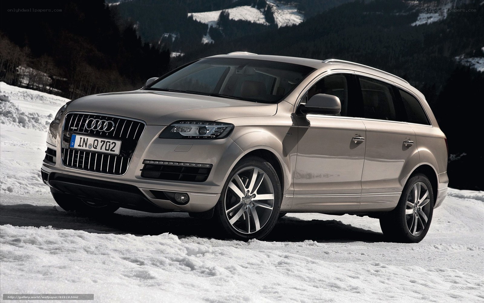 Audi Q7 in snowy mountains