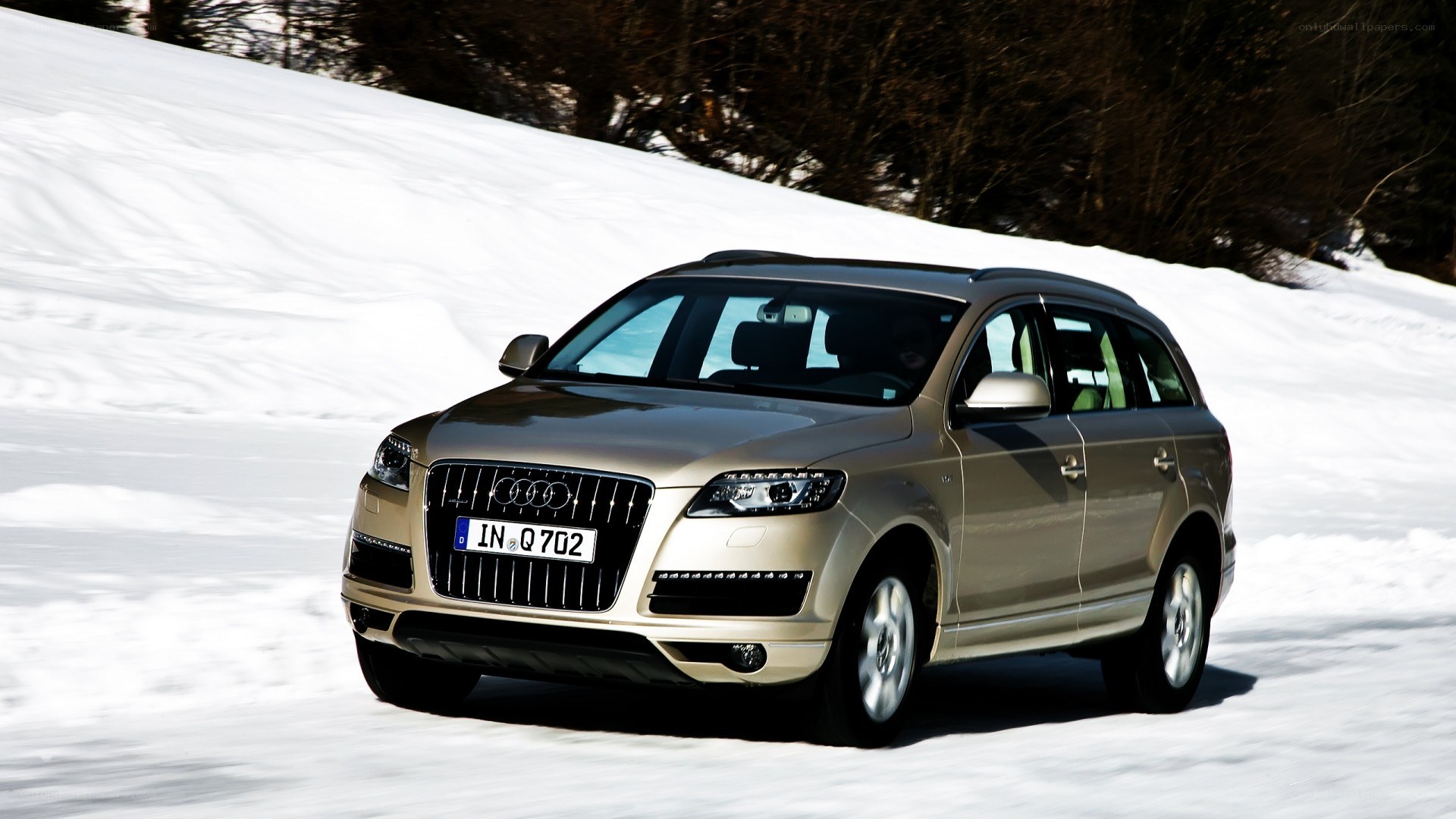 Audi Q7 on snowy road