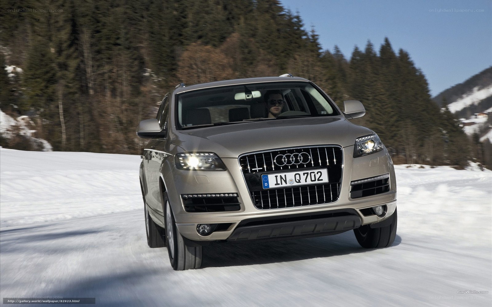 Audi Q7 on snowy road