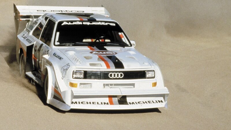 Audi Quattro rally car on track