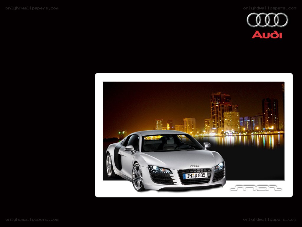 Audi R8 at night in city