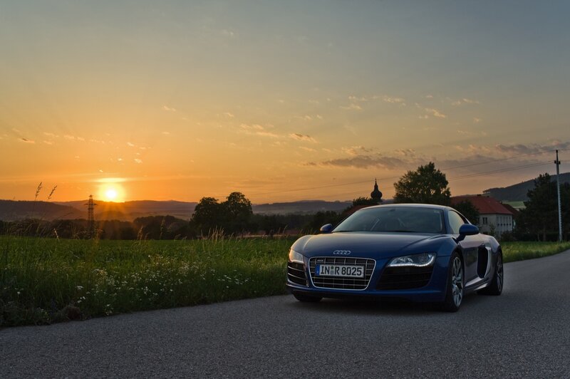 Audi R8 at sunset