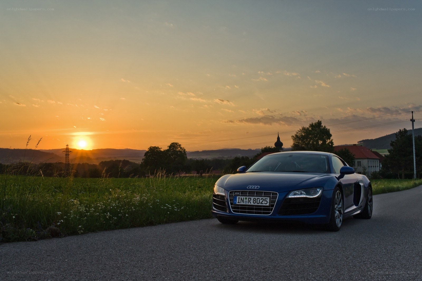 Audi R8 at sunset