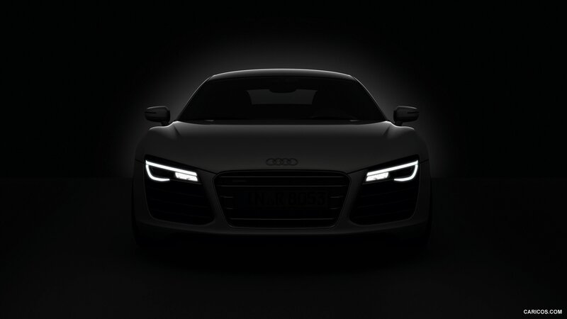 Audi R8 Car — Black, Dramatic, Night, Photograph, Headlights, Grille
