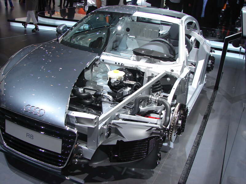 Audi R8 chassis on display