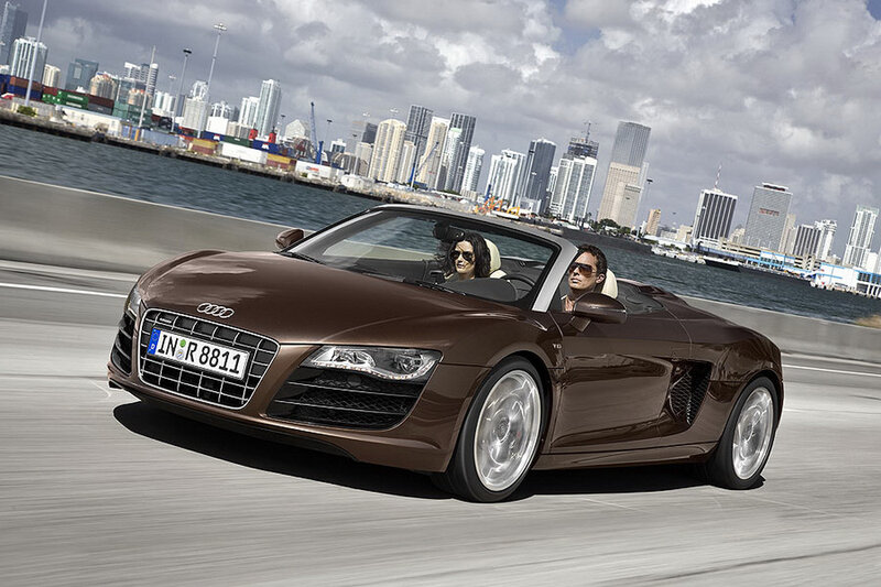 Audi R8 convertible in city