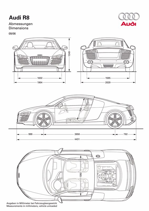 Audi R8 dimensions diagram