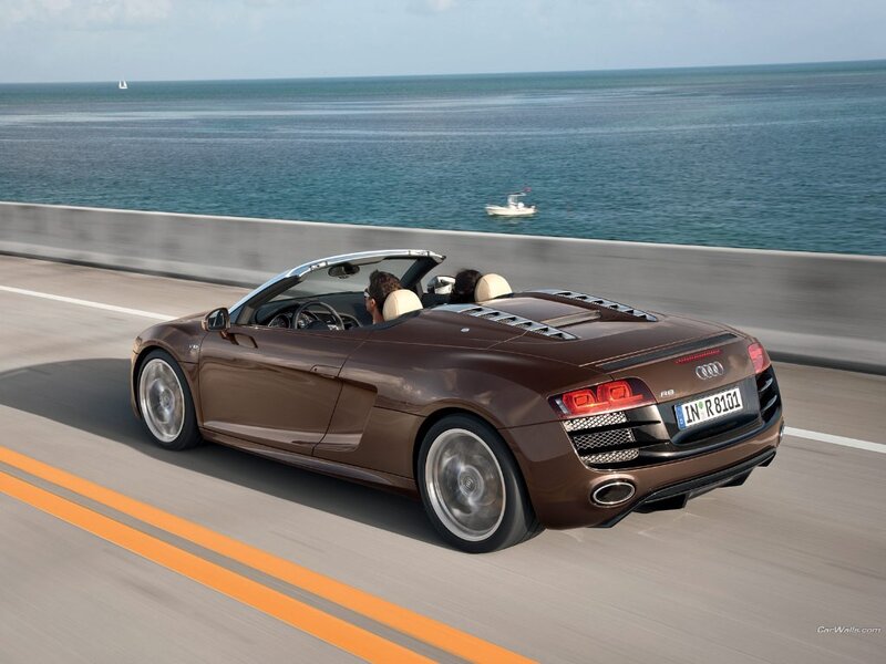 Audi R8 driving on coastal road