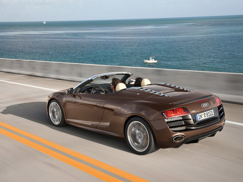 Audi R8 driving on coastal road