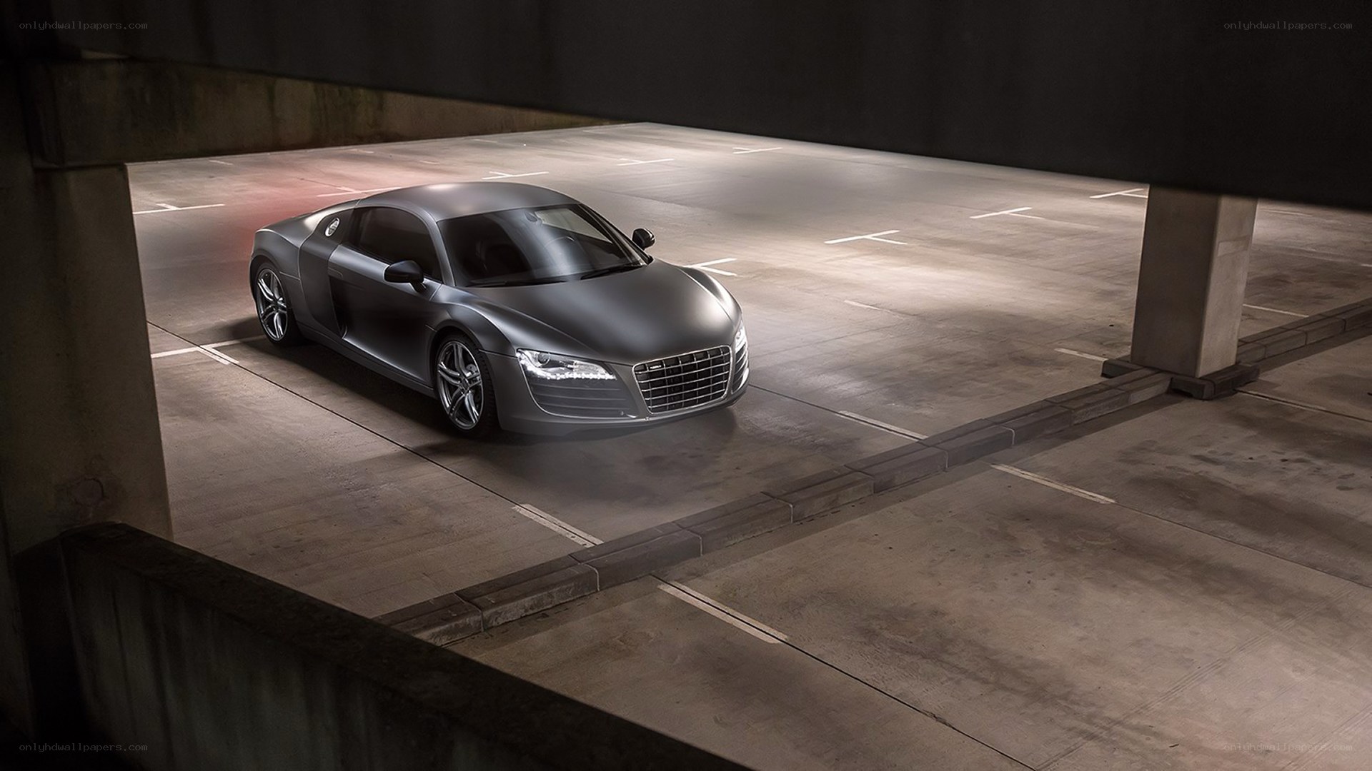 Audi R8 in a parking garage