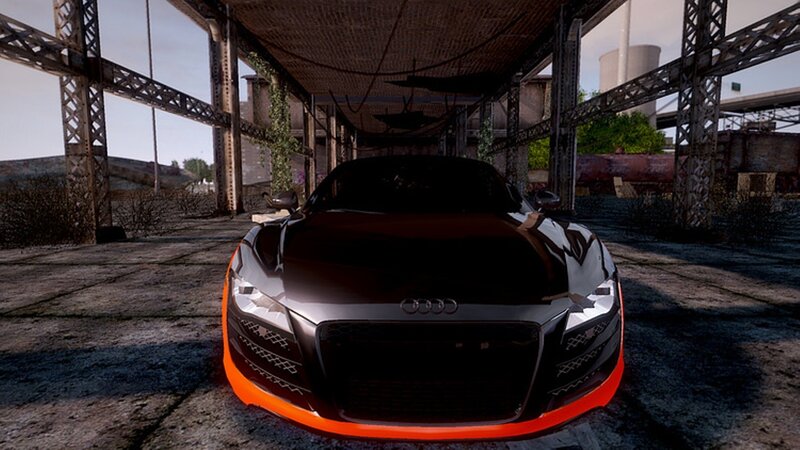 Audi R8 in an industrial setting