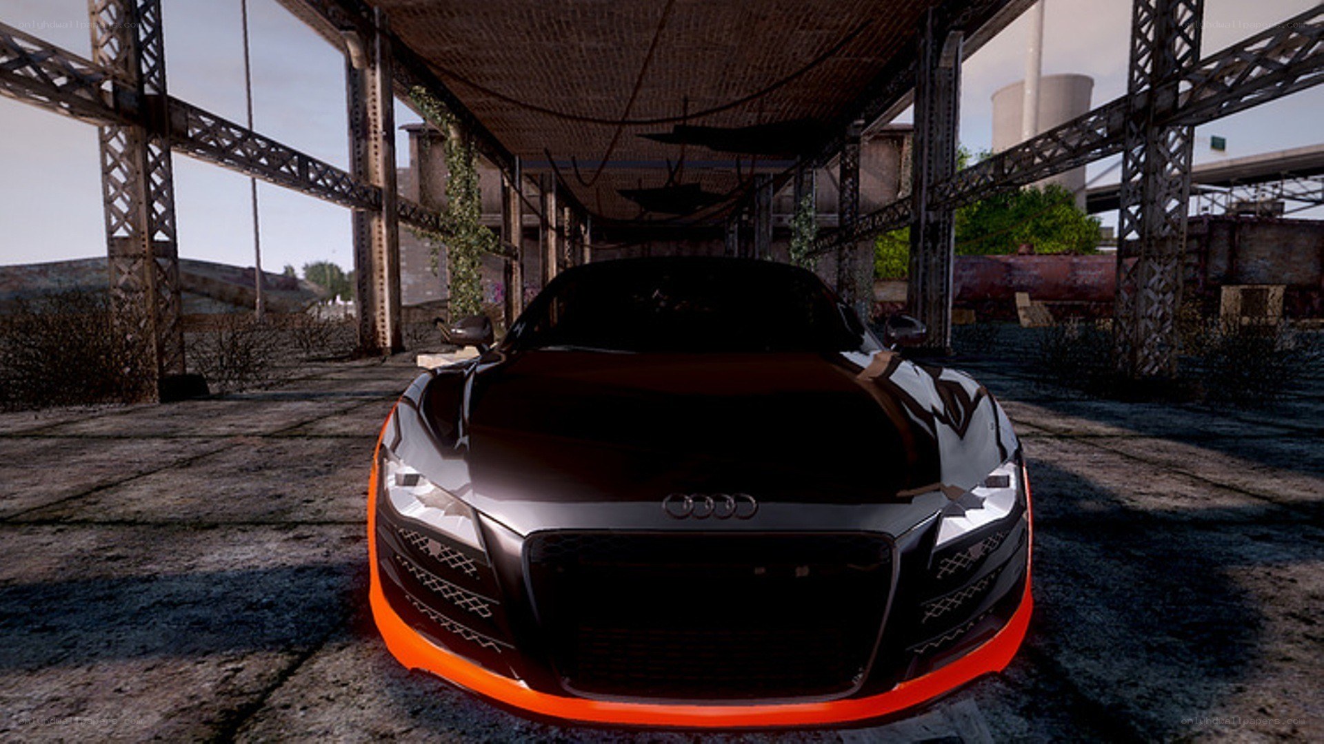 Audi R8 in an industrial setting