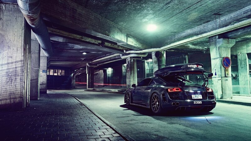 Audi R8 in an underground garage