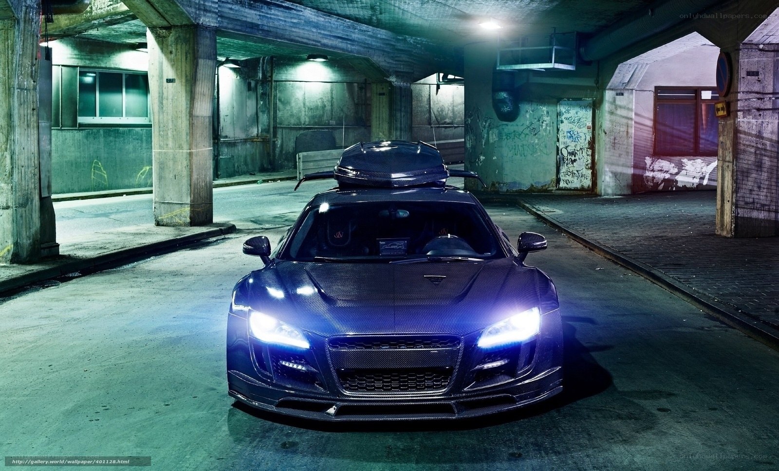 Audi R8 in an underground garage