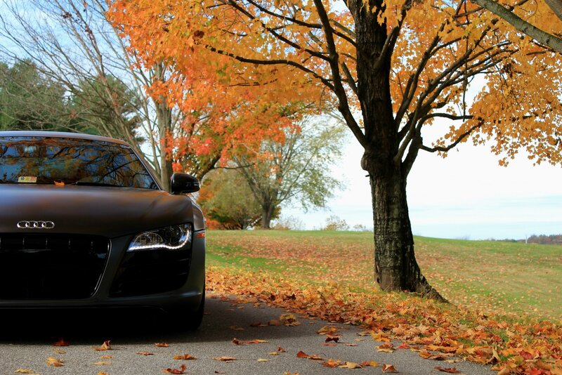 Audi R8 in autumn scenery