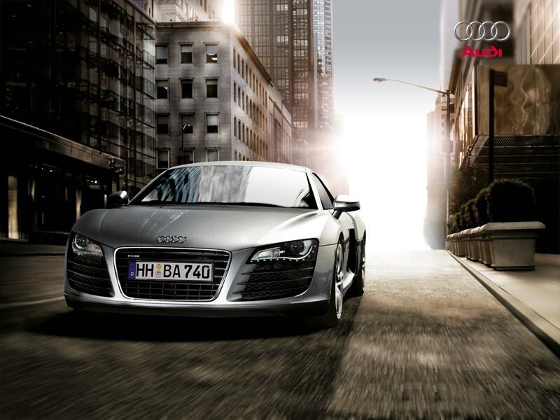 Audi R8 in city street