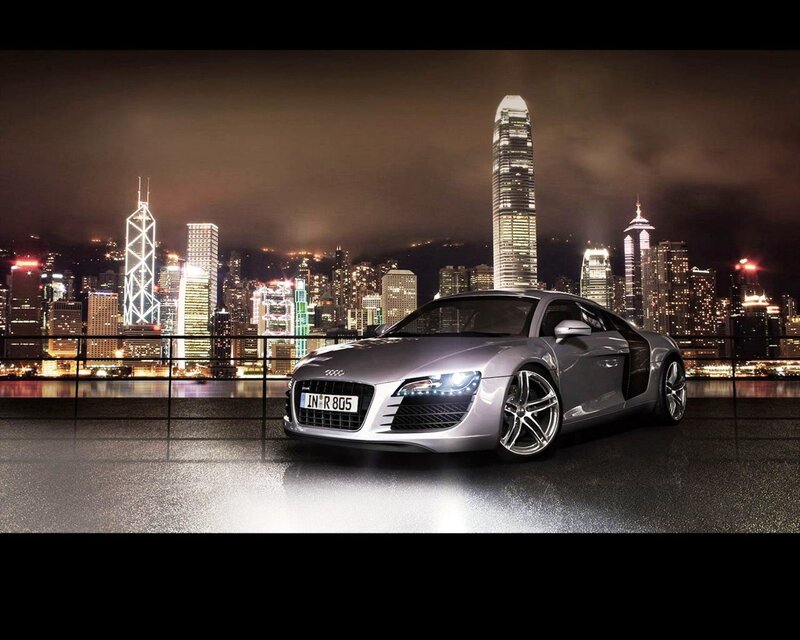 Audi R8 in Hong Kong at night