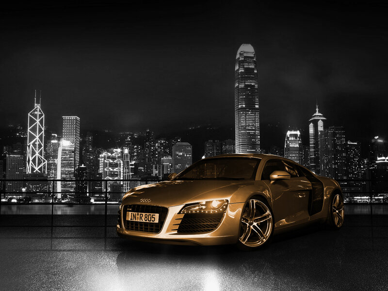Audi R8 in Hong Kong at night