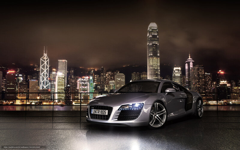 Audi R8 in Hong Kong at night